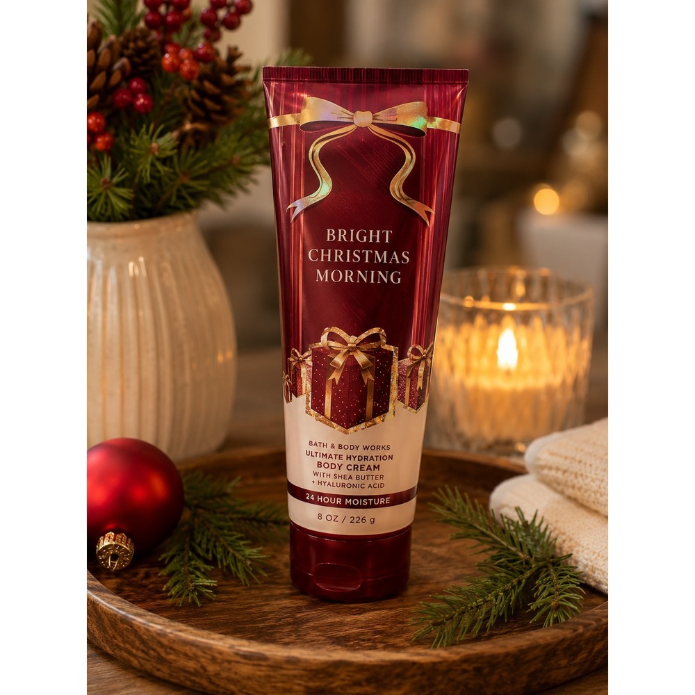 Bath & Body Works Bright Christmas Morning Body Cream 8 oz New Holiday Winter